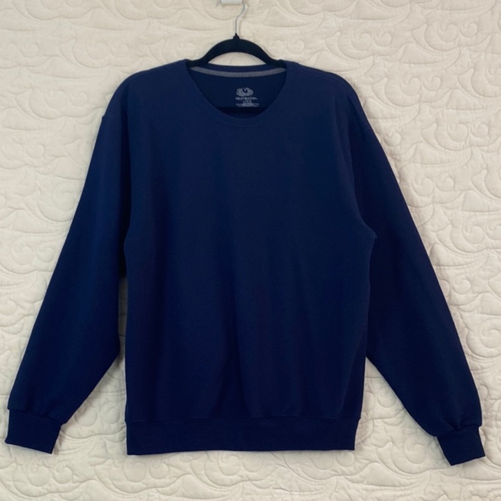 Fruit of the Loom Sweatshirt Blue Crewneck Size Large